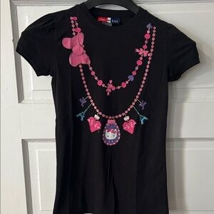 Hello Kitty Black Tee with Pink and Purple Details Original gap/junk food